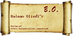 Balean Olivér névjegykártya
